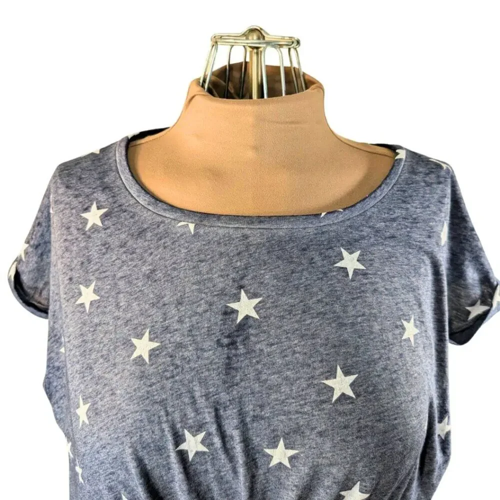 Lucky Brand Women's Large Blue Grey Soft Star Short Sleeve T-Shirt